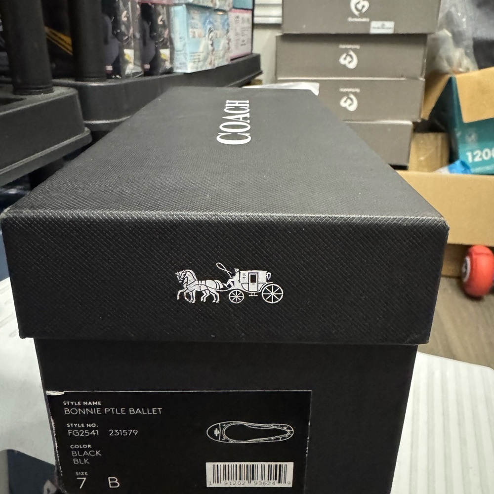 Coach Black Bonnie Ptle Ballet Flats Box